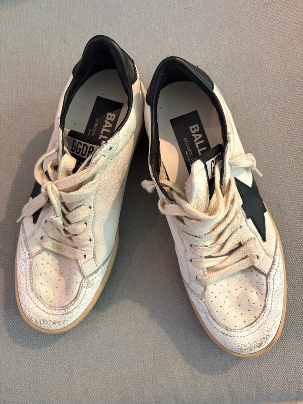 Golden Goose Women Cream and Black Star Sneakers - Picture 2 of 10
